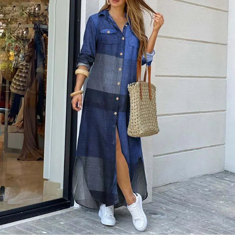 Anouk - lange denim jurk