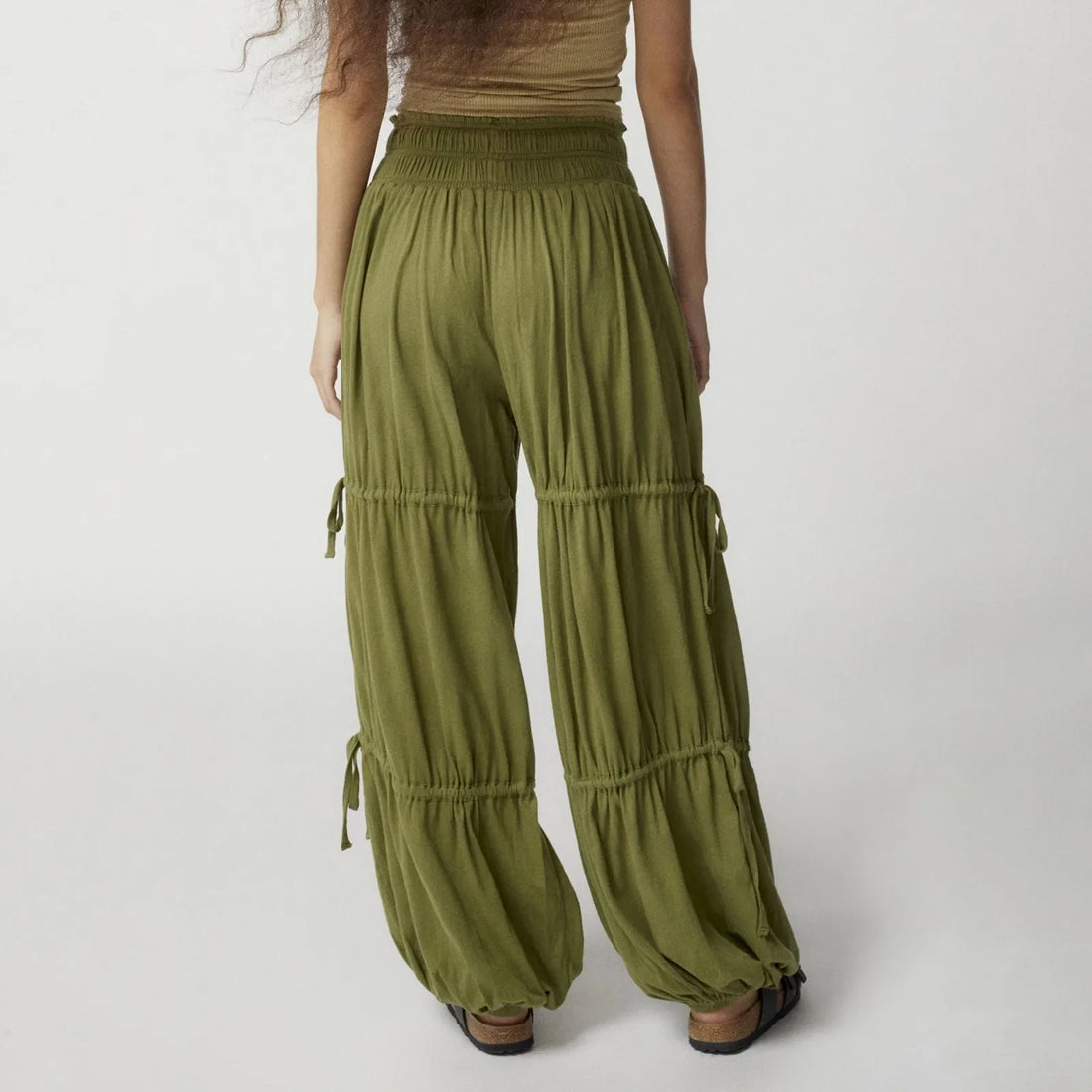 Dames Broek - Wijde Pijpen - Hoge Taille - Gelaagde Stof - Elastische Boorden